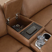 Magic Man Caramel 2-Piece Power Reclining Sectional Loveseat with Console - PCU10700S3