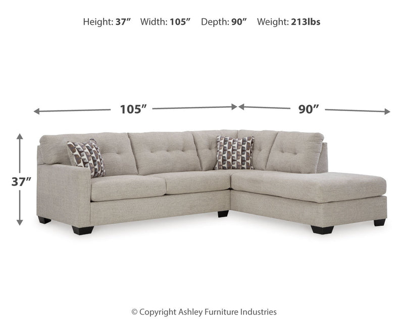 Mahoney Pebble 2-Piece Sectional with Ottoman from Ashley - DMV Furniture