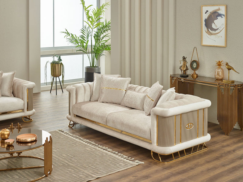 Majeste 3-pieces (Sofa & Loveseat & Chair) Livingroom Set in Beige - Grey - 200-SIM-MAJ-STAR553-STAR245-321