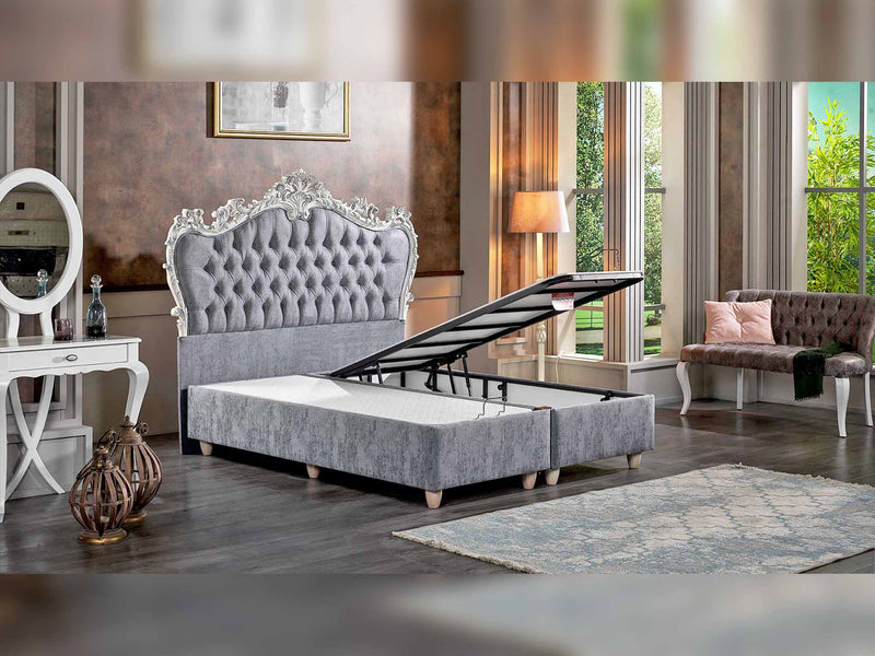Majesty Storage Bed Fume Without Headboard - King in Grey - 111-MAJ-GRY-200-SB