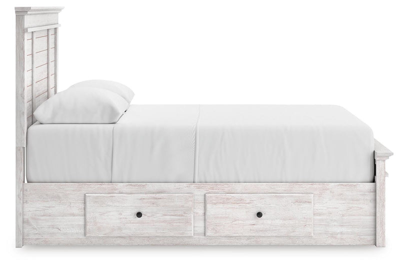 Makidern Whitewash Queen Panel Storage Bed - PCB1171B10