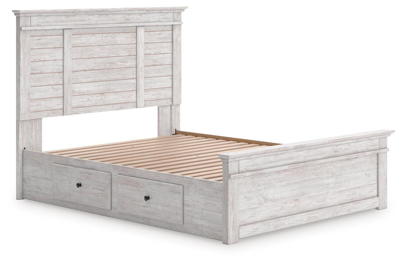Makidern Whitewash Queen Panel Storage Bed - PCB1171B16