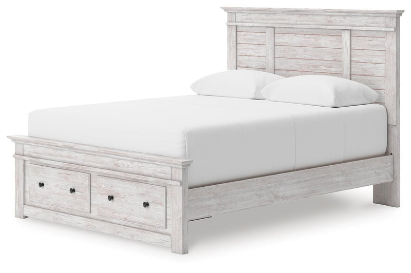 Makidern Whitewash Queen Panel Storage Bed - PCB1171B4