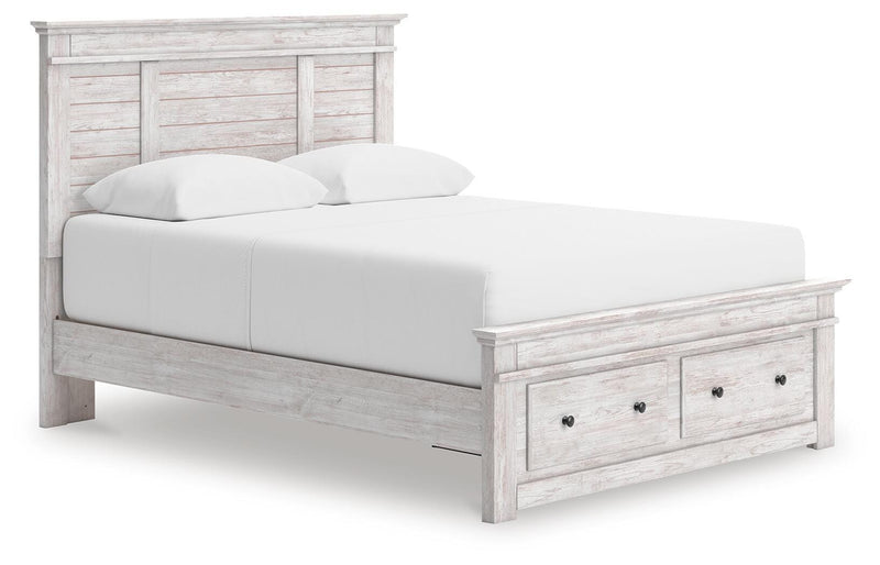 Makidern Whitewash Queen Panel Storage Bed - PCB1171B4