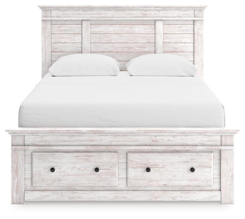 Makidern Whitewash Queen Panel Storage Bed - PCB1171B4