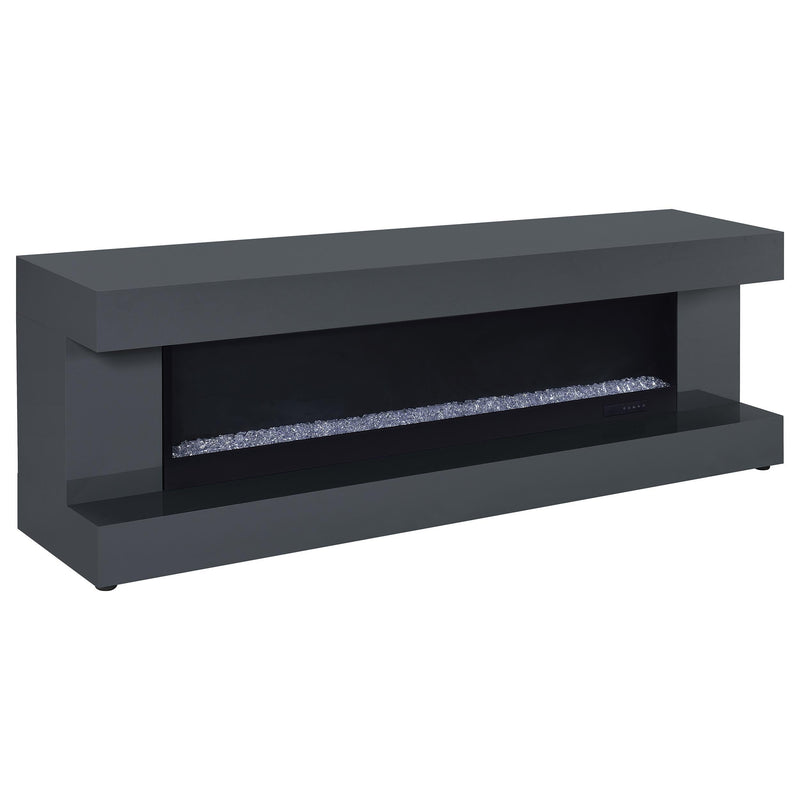 Mallory TV Stand Fireplace Console Bluetooth Speaker Grey High Gloss - 701823
