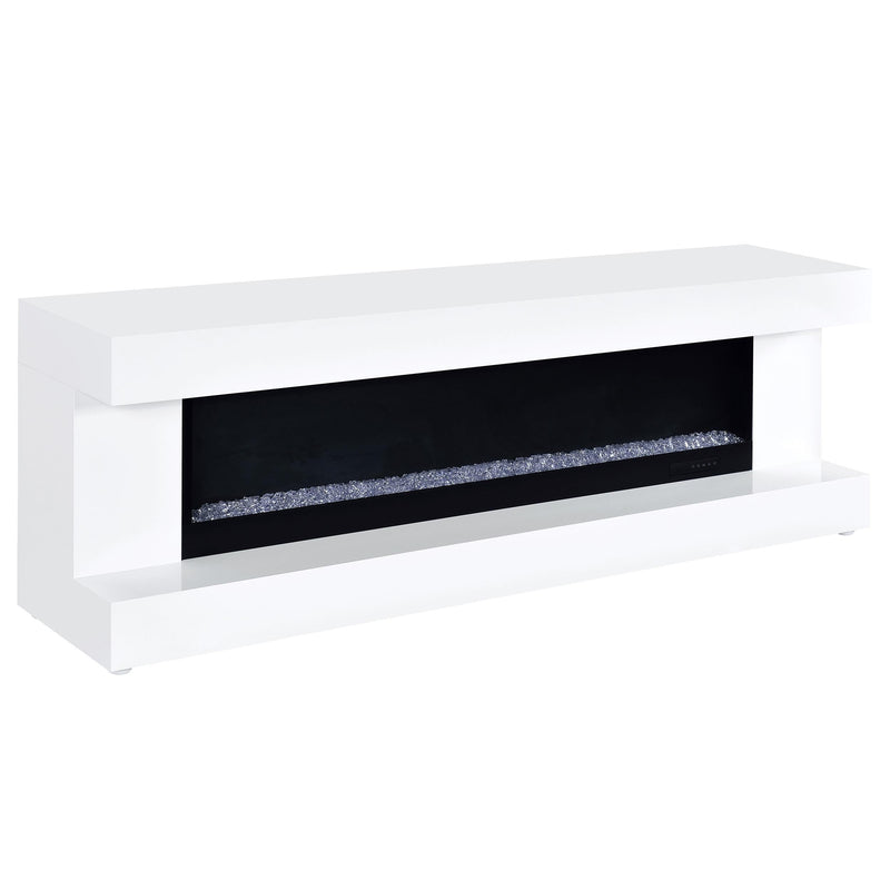 Mallory TV Stand Fireplace Console Bluetooth Speaker White High Gloss - 701813