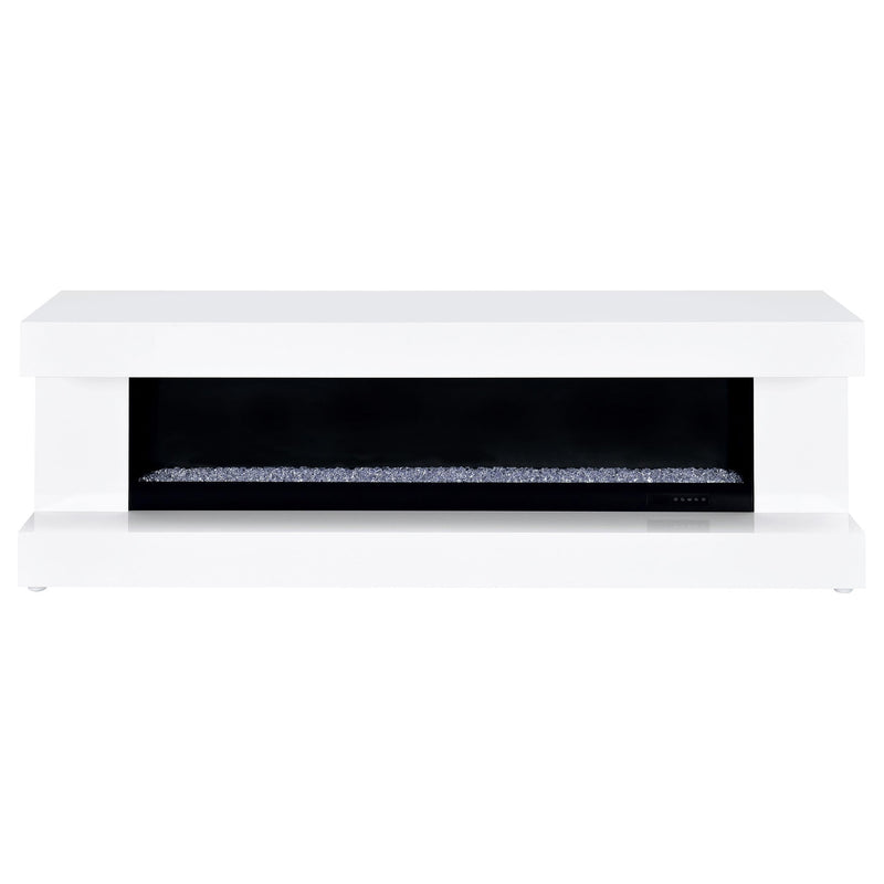 Mallory TV Stand Fireplace Console Bluetooth Speaker White High Gloss - 701813