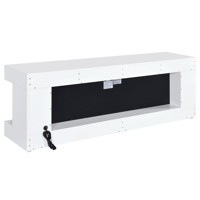 Mallory TV Stand Fireplace Console Bluetooth Speaker White High Gloss - 701813