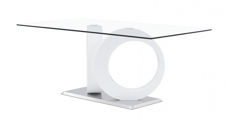 Malone White Glass Top Table & PU Chair Dining Set - DMV FurnitureDining Room Set