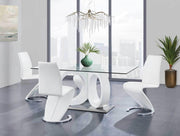 Malone White Glass Top Table & PU Chair Dining Set - DMV FurnitureDining Room Set