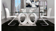 Malone White Glass Top Table & PU Chair Dining Set - DMV FurnitureDining Room Set