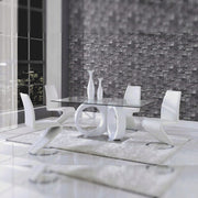 Malone White Glass Top Table & PU Chair Dining Set - DMV FurnitureDining Room Set