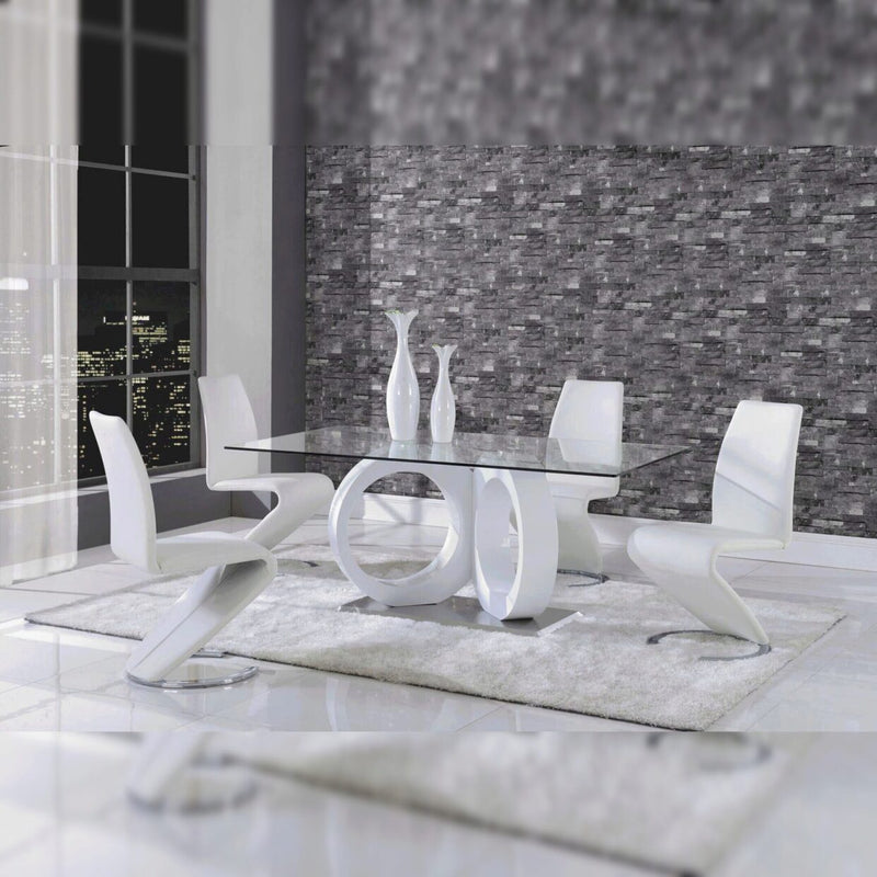 Malone White Glass Top Table & PU Chair Dining Set - DMV FurnitureDining Room Set