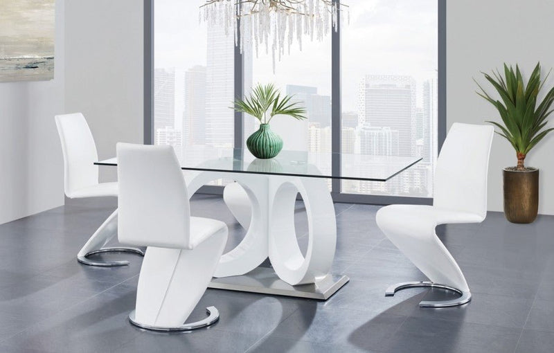 Malone White Glass Top Table & PU Chair Dining Set - DMV FurnitureDining Room Set