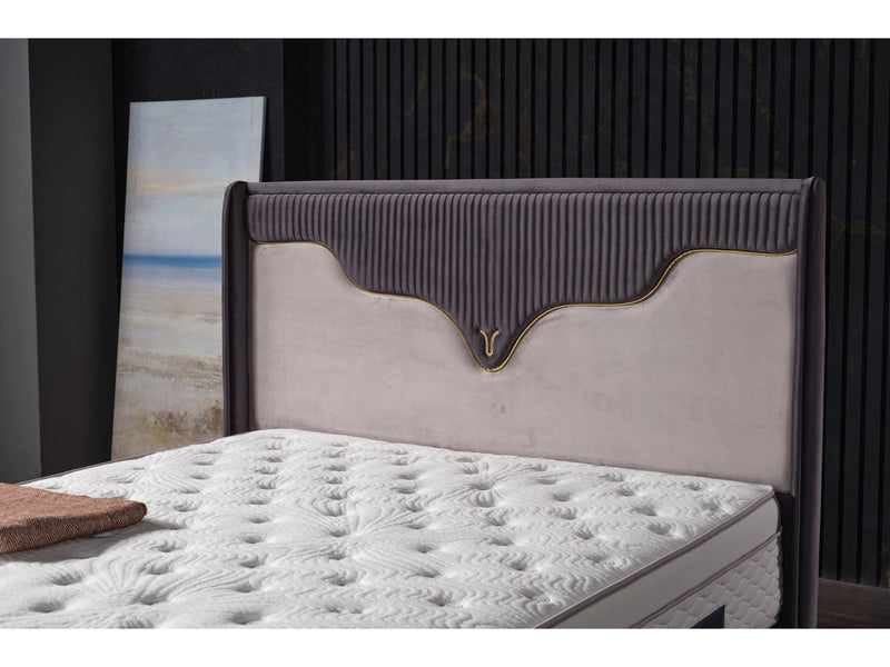 Manolya Storage Bed With Headboard Grey - Full in Grey - 110-MAN-BBFFUME-140-SB