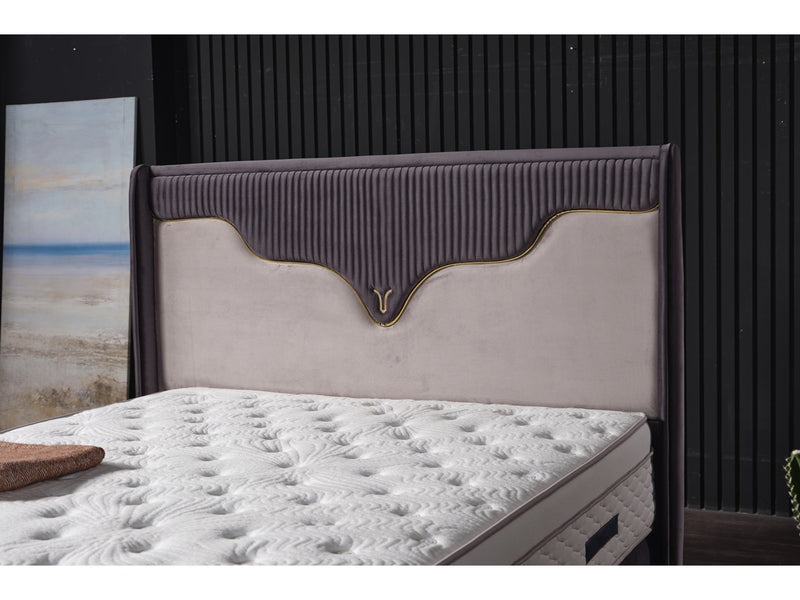 Manolya Storage Bed With Headboard Grey - Full in Grey - 110-MAN-BBFFUME-140-SB