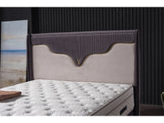 Manolya Storage Bed With Headboard Grey - King in Grey - 110-MAN-BBFFUME-200-SB