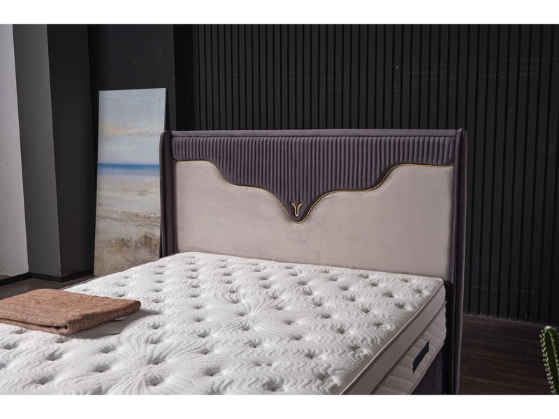Manolya Storage Bed With Headboard Grey - Queen in Grey - 110-MAN-BBFFUME-150-SB