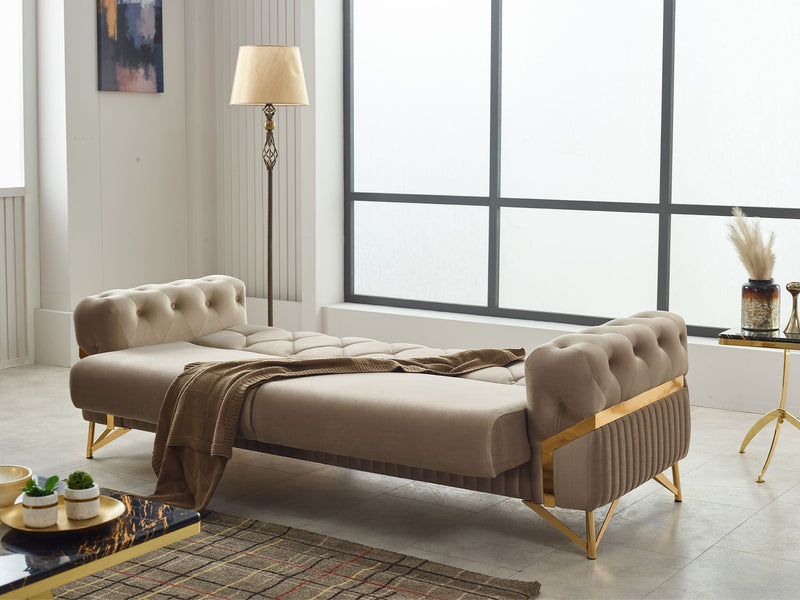 Marbella Convertible Sofa in Beige - 200-SIM-MAR-VELVET260-3