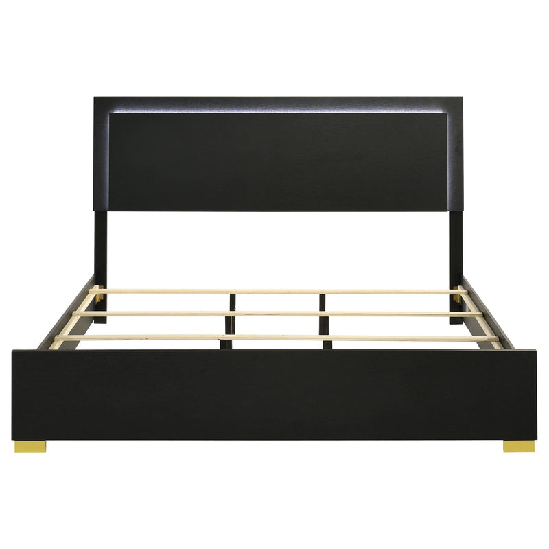 Marceline Wood Eastern King LED Panel Bed Black - 222831KE