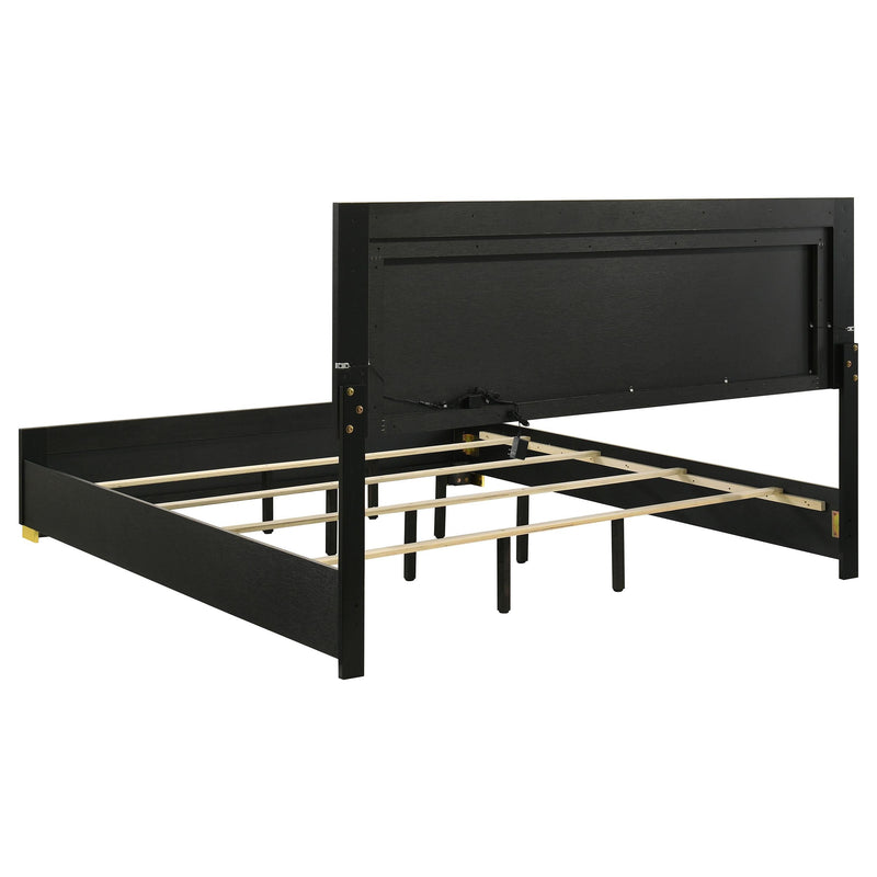 Marceline Wood Eastern King LED Panel Bed Black - 222831KE