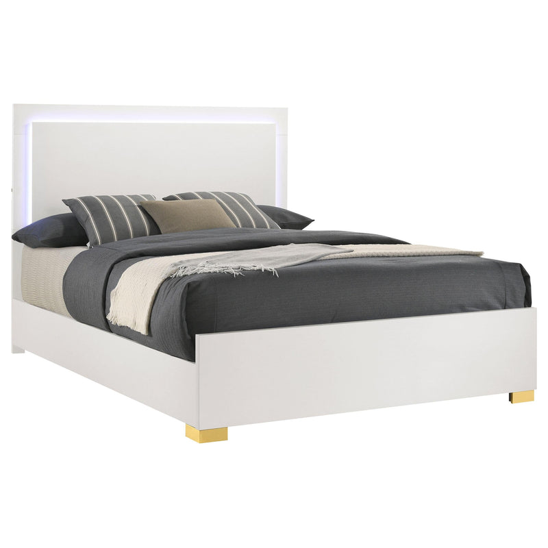 Marceline Wood Eastern King LED Panel Bed White - 222931KE