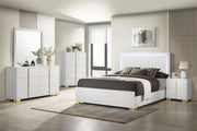 Marceline Wood Eastern King LED Panel Bed White - 222931KE