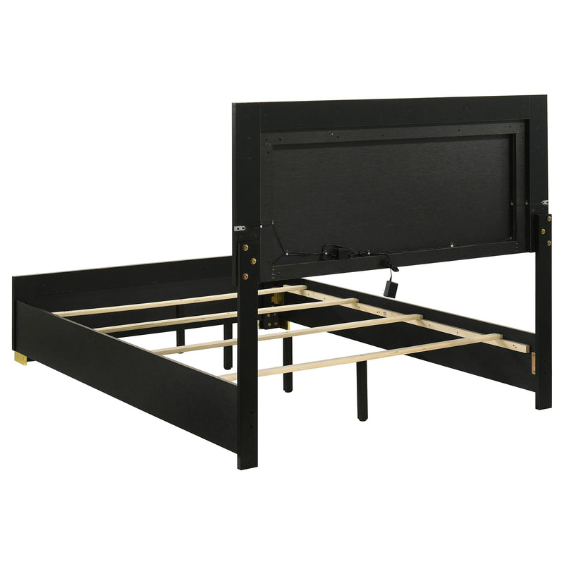 Marceline Wood Full LED Panel Bed Black - 222831F