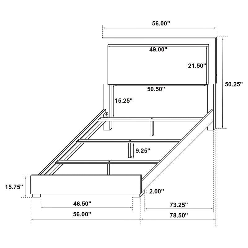 Marceline Wood Full LED Panel Bed Black - 222831F