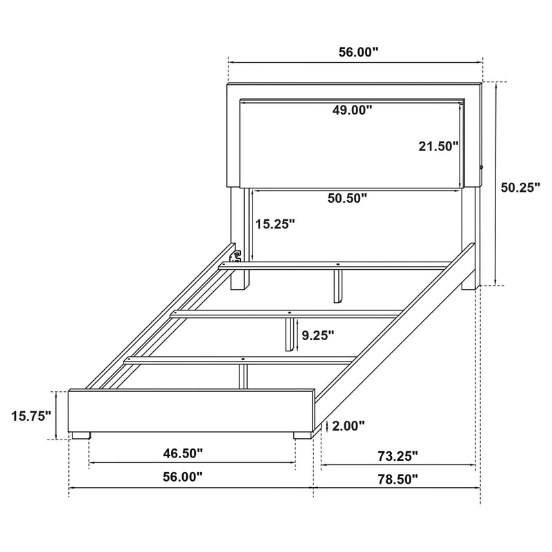 Marceline Wood Full LED Panel Bed White - 222931F