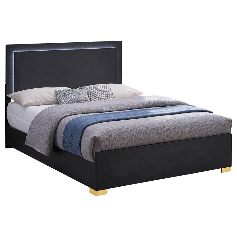Marceline Wood Queen LED Panel Bed Black - 222831Q