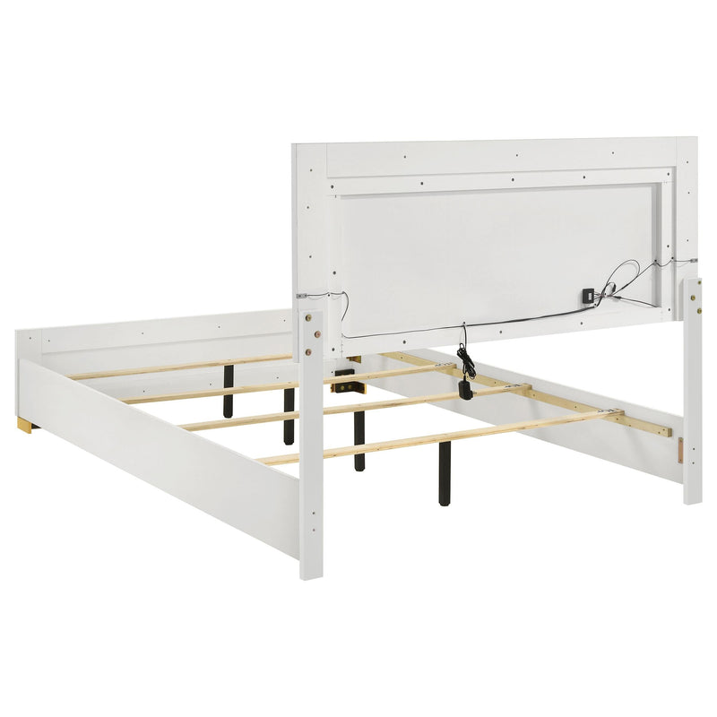 Marceline Wood Queen LED Panel Bed White - 222931Q