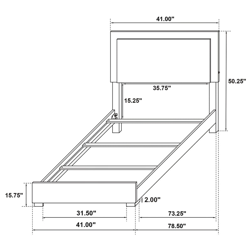Marceline Wood Twin LED Panel Bed Black - 222831T