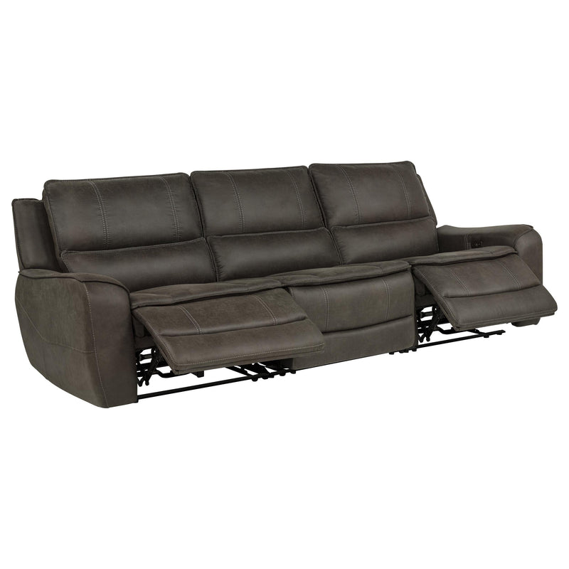 Marcell 3-Piece Transitional Power Reclining Sofa with USB Charging Grey - 609697P