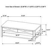 Marcelo Wood Coffee Table with 2 Drawers and Shelf Coffee - 736068
