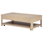 Marcelo Wood Coffee Table with 2 Drawers and Shelf Light Elm - 736058