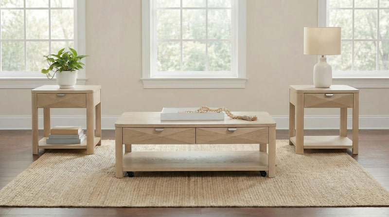 Marcelo Wood End Table with Drawer and Shelf Light Elm - 736057