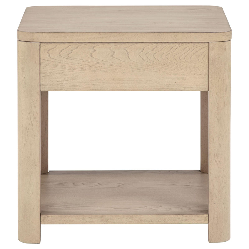 Marcelo Wood End Table with Drawer and Shelf Light Elm - 736057