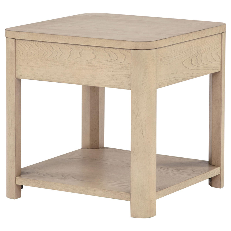 Marcelo Wood End Table with Drawer and Shelf Light Elm - 736057