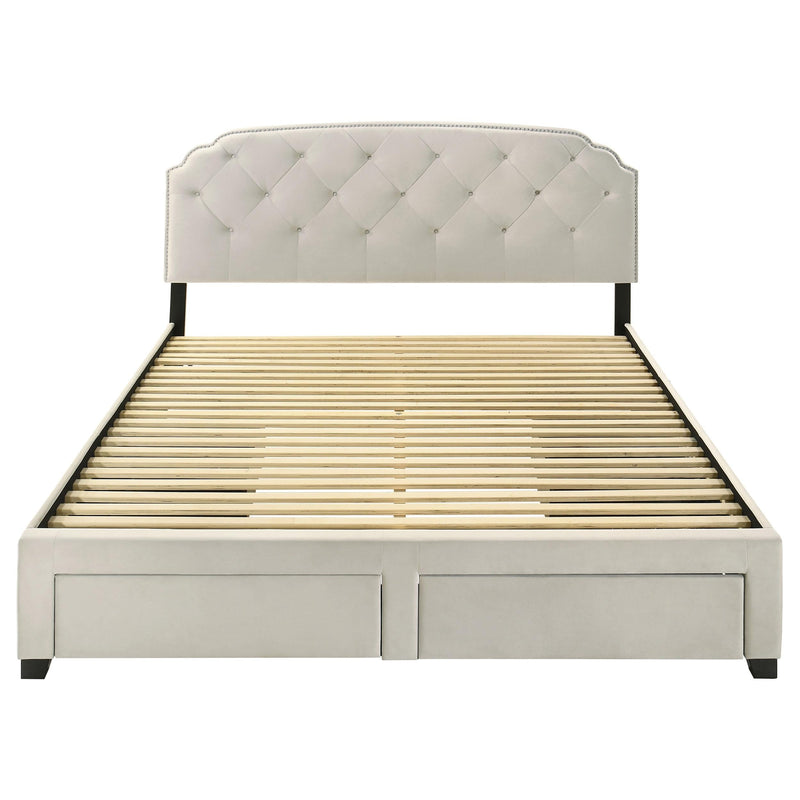 Marianna 4-drawer Upholstered Eastern King Storage Bed Cream - 316011KE