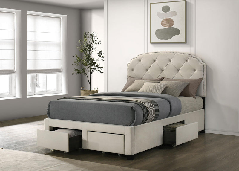 Marianna 4-drawer Upholstered Full Storage Bed Cream - 316011F
