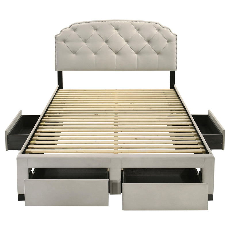 Marianna 4-drawer Upholstered Queen Storage Bed Cream - 316011Q