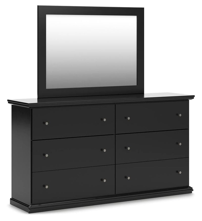 Maribel Black Full Panel Bed, Dresser and Mirror - B138B79