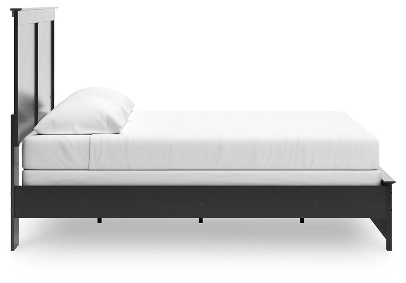 Maribel Black King Panel Bed, Dresser, Mirror and 2 Nightstands - B138B70