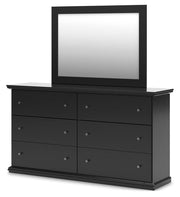 Maribel Black King Panel Bed, Dresser, Mirror and 2 Nightstands - B138B70