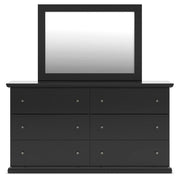 Maribel Black King Panel Bed, Dresser, Mirror, Chest, and 2 Nightstands - B138B63