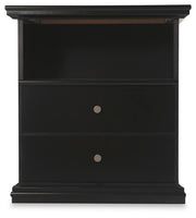 Maribel Black King Panel Bed, Dresser, Mirror, Chest, and 2 Nightstands - B138B63