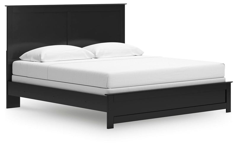 Maribel Black King Panel Bed with Dresser and Mirror - B138B62