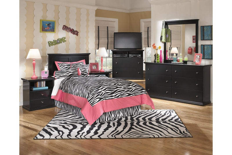 Maribel Black One Drawer Nightstand - DMV FurnitureNightstand